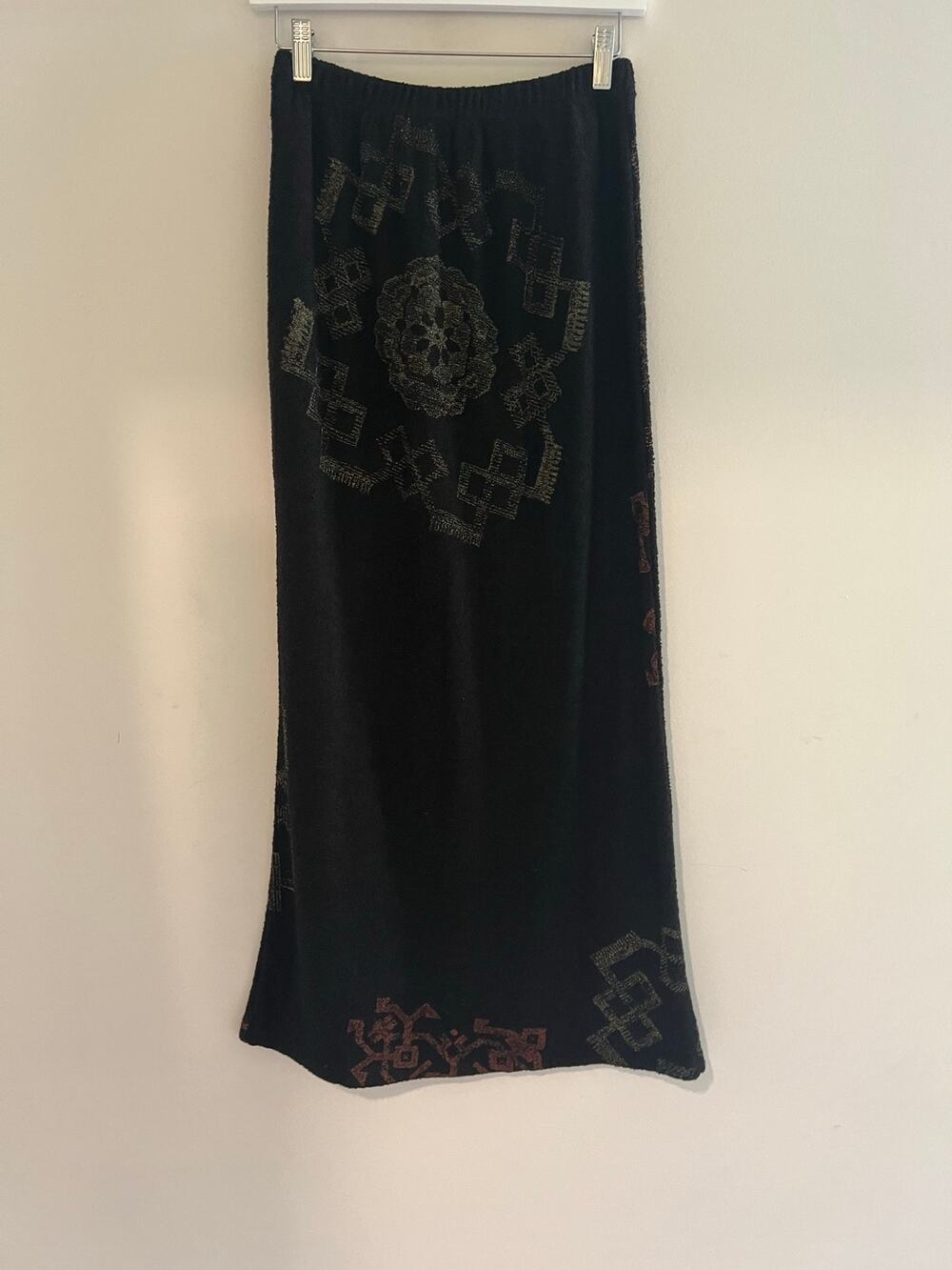 Staley Gretzinger Wool Blend Artsy Maxi Skirt Wearable Art Black Size 3 Small JL